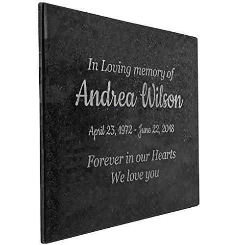 Customizable In Loving Memory Granite Garden Stone (15 x 12 x 0.4") | Laser Engraved, Indoor & Outdoor Use, Personalized Text, Black Granite, Memorial Plaque - size: 15 x 12 x 0.4"