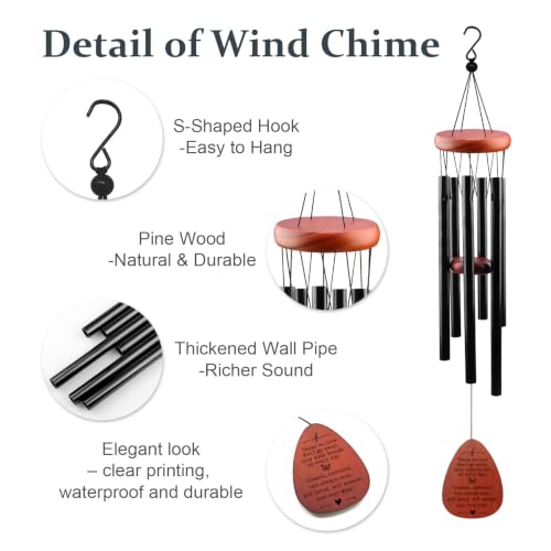 Memorial Wind Chimes - Sympathy Gifts for Loss of Loved One Mother Dad | Bereavement Remembrance Funeral Condolence Gift, in Memory of Loved One Gifts, Sympathy Wind Chimes 25.5'' Outdoor Decor