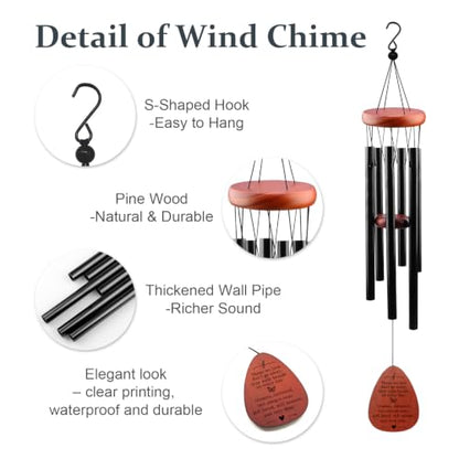 Memorial Wind Chimes - Sympathy Gifts for Loss of Loved One Mother Dad | Bereavement Remembrance Funeral Condolence Gift, in Memory of Loved One Gifts, Sympathy Wind Chimes 25.5'' Outdoor Decor