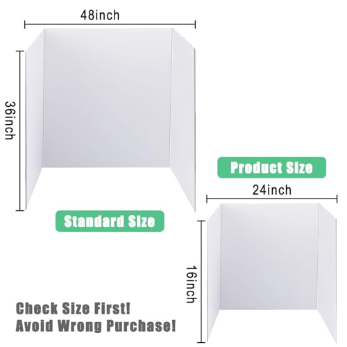 LonlyEagle Trifold Poster Board, 24" x 16", 3-Pack, White Corrugated Project Boards for Science Fairs, School Projects, Event Displays