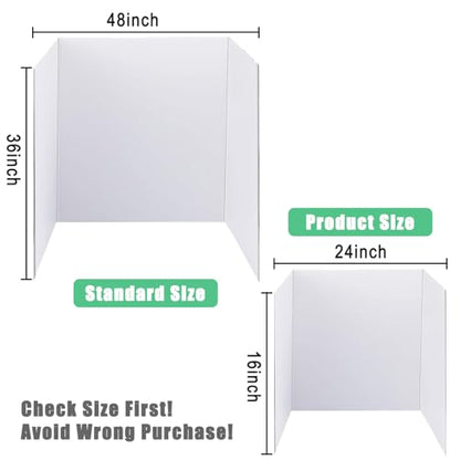 3 Pack Medium Trifold Poster Board, 24 x 16inches Poster Board with Double Sided Tapes and Cardboard, Corrugated Presentation,Science Fair Display Boards for School Project, Science Fair, Business - style: White-3 Pack-A