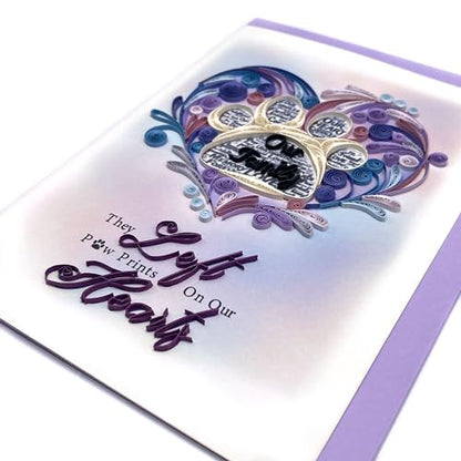 Pet Memory Card, Pet Loss Sympathy Memorial Card, Animal Loss Sympathy Card, Thinking Of You Card, Condolence Quilling Card for Him, Her, Friend and Love (Pet Loss Paw Prints) - color: Pet Loss Paw Prints
