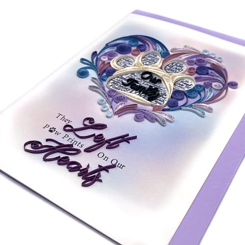 Pet Memory Card, Pet Loss Sympathy Memorial Card, Animal Loss Sympathy Card, Thinking Of You Card, Condolence Quilling Card for Him, Her, Friend and Love (Pet Loss Paw Prints) - color: Pet Loss Paw Prints