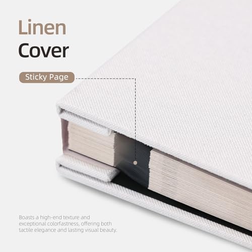 Vienrose Self Adhesive Photo Album, 40 Pages, 11 x 10.6 in, White | Scrapbook Album, 20 Sheets, 4x6 5x7 8x10 Photos, Metallic Pen, DIY Memory Book, Travel Photos, Birthday Gift - color: White, size: 11"x10.6"40 Pages