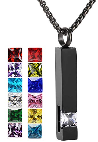 YOUFENG Urn Necklaces for Ashes Birthstone Cube Urns for Human Ashes Memorial Cremation Urn Locket Keepsake Ashes Jewelry - style: April
