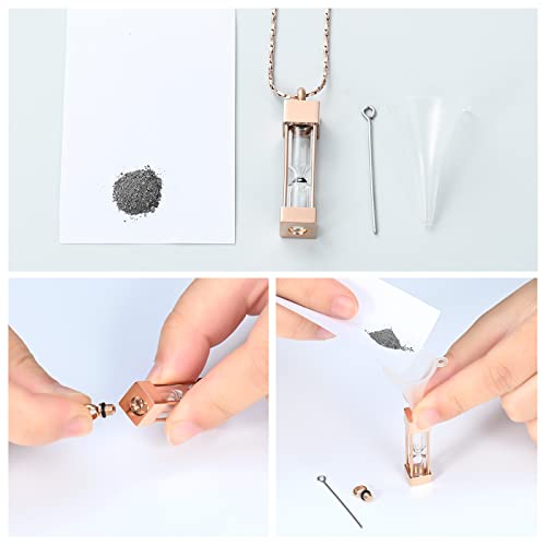 Imrsanl Glass Hourglass Urn Necklace Cremation Jewelry for Ashes - color: Rose Gold