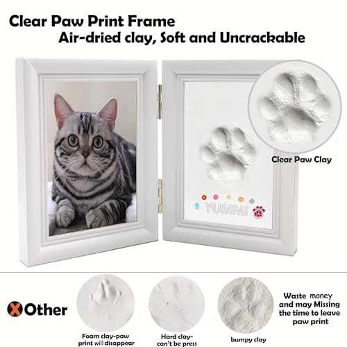 MYPAWLETS Clay Paw Print Kit for Dog Cat,Pawprint Keepsake Frame,White - color: Small-Medium White