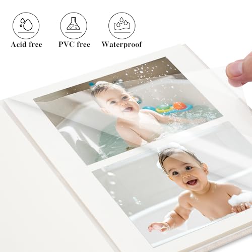 Linen Self Adhesive Photo Album 12x12 60 Pages Beige | Window cover, Scrapbook album, 4x6 5x7 8x10 photos, Wedding, Family moments - color: Beige, size: 60 Pages (30 Sheets), 12 x 12 Inch