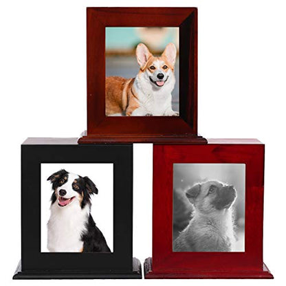 BRKURLEG Dog Urns for Ashes, Animal Wood Urn, Black - color: Black