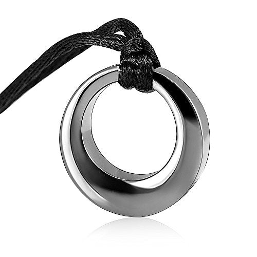 Hearbeingt Cremation Jewelry Urn Necklace for Ashes for Women Men, Circle of Life Eternity Memorial Pendant Ash Jewelry - color: Gun