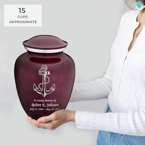 Adult Personalized Anchor Cremation Urns for Human Ashes I Large Cherry Purple Funeral Urn for Men and Women I 200 lbs - color: Cherry Purple