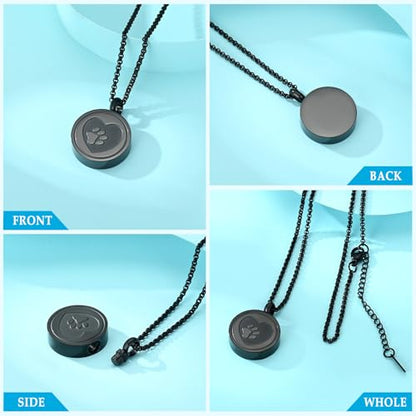Hearbeingt Tree of Life Cremation Jewelry Paw Print Urn Necklace for Ashes - color: B-Black