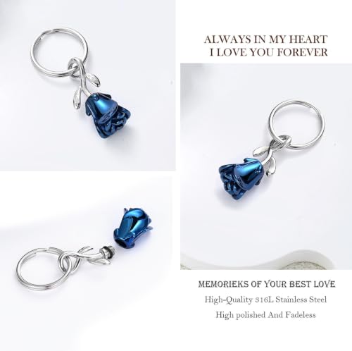 zeqingjw Urn Keychain Cremation Jewelry for Ashes Rose Flower Memorial Keychain Funeral Keepsake Ashes Pendant Gift - color: Customize
