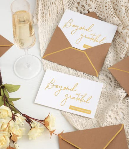 Winoo Design Gold Beyond Grateful Thank You Cards with Envelopes - 36 PK - Thank You Notes with Gold Foil Letterpress 4x6 Inches Blank Note Cards for Business Graduation Wedding Baby Shower
