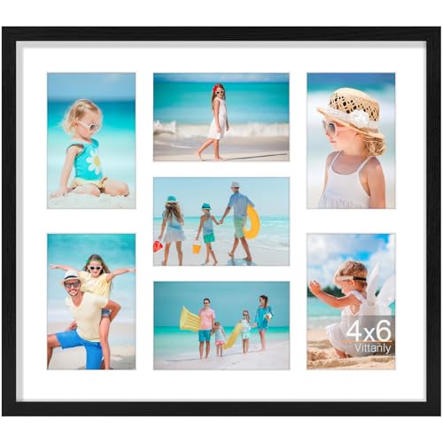 Vittanly 15x17 Collage Picture Frame, Displays 7Pcs 4x6 Pictures, Black - color: Black, size: 15x17