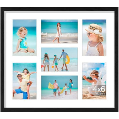 Vittanly 15x17 Collage Picture Frame, Displays 7Pcs 4x6 Pictures, Black - color: Black, size: 15x17