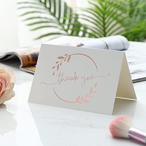 Winoo Design Heavy Duty Thank You Cards with Envelopes - 36 PK - Gold Thank You Notes 4x6 Inches Baby Shower Cards Wedding Small Business Graduation Funeral Bridal Shower (Rose Gold) - style: Rose Gold