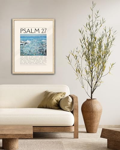 EcoHest 16x20 in Psalm 27 Ocean Framed Bible Verse Christian Wall Art - color: Framed Psalm 27, size: 20"L x 16"W