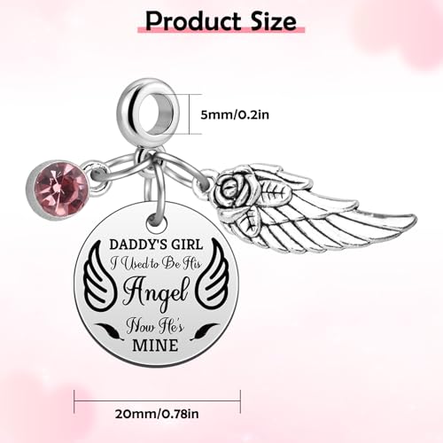 Heigebi Memorial Gifts for Loss of Dad Dangle Charms for Bracelets Necklace In Memory of Daddy Remembrance Keepsake Jewelry for Daughter Son Loss of Father Sympathy Bereavement Gifts