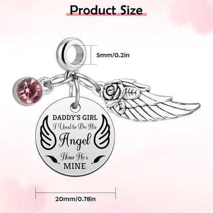 Heigebi Memorial Gifts for Loss of Dad Dangle Charms for Bracelets Necklace In Memory of Daddy Remembrance Keepsake Jewelry for Daughter Son Loss of Father Sympathy Bereavement Gifts