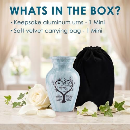 Emvency Urn for Ashes, Mini Metal, Keepsake Sharing Urns, Light Green - color: Aqua Marble
