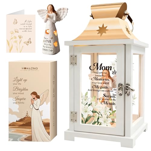 Remembrance Angel Memorial Lantern - Memorial Gifts for Loss of Mother, Thoughtful Sympathy Gifts for Loss of Mom, Funeral Gifts, Rememberance Gifts, Bereavement Gifts for Loss of Mother - color: Mom