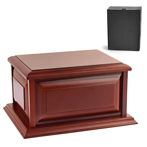 MAKEY'S Wood Urn, Professional Wooden Urns for Human Ashes Adult,Cremation Urns,The Interior Contains a Safety Plastic Temporary Travel Urn - size: TCC