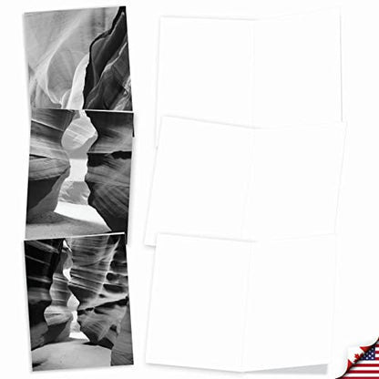 The Best Card Company - 10 Blank Note Cards with Envelopes (4 x 5.12 Inch) - Black & White Photos, Bulk Boxed Set - Free Forms M3310 - style: Free Forms