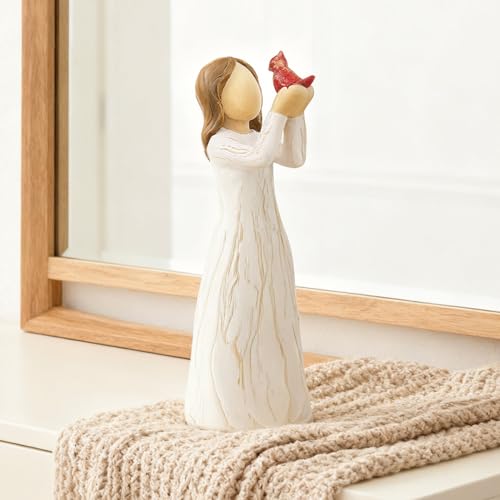 Cardinal Gifts for Women Angel Cardinal Figurine Decor Memorial Sympathy Gifts for Loss of Loved One Holding Hope - style: Messenger