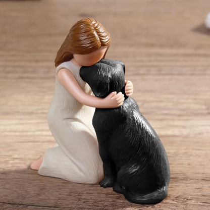 Hensonever Love My Black Dog Figurines Statues, Black Dog Angel Friendship Remembrance Gifts, Sculpted Hand-Painted Figures for Dog Lovers - color: Love My Black Dog