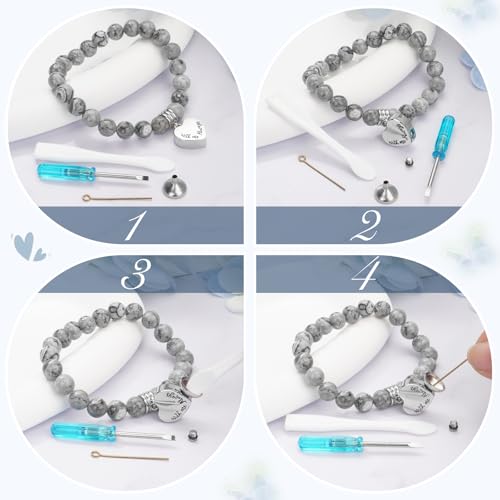 abooxiu Cremation Jewelry Urn Bracelet for Ashes Memorial Heart Ashes Keepsake Cremation Ash Bracelets Urn Jewelry for Ashes of Loved Ones for Women - With Me Always - style: Gray Stone