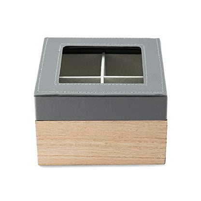 WEDDINGSTAR Wood and Faux Leather Keepsake Box With Glass Lid - style: Non-Customizable