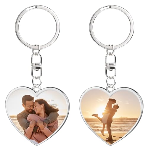 Double Sided Custom Keychain With Picture Alloy Color Printing Personalized Photo Keychain Customizable Text Gifts - color: A-heart