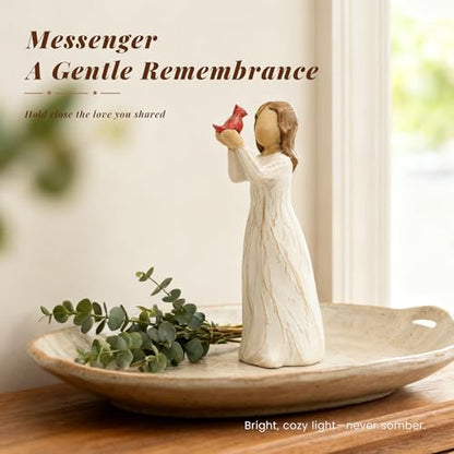Cardinal Gifts for Women Angel Cardinal Figurine Decor Memorial Sympathy Gifts for Loss of Loved One Holding Hope - style: Messenger