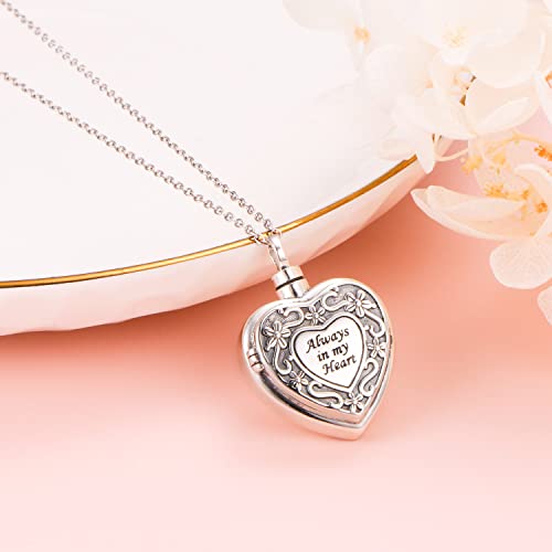 Yearace Urn Necklace for Ashes Sterling Silver Filigree Locket Necklace that Holds Pictures Heart Keepsake Memorial Necklace Cremation Jewelry for Ashes for Women Men - style: Filigree Flower Urn Necklace