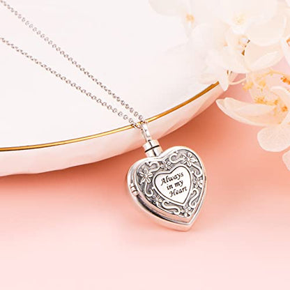 Yearace Urn Necklace for Ashes Sterling Silver Filigree Locket Necklace that Holds Pictures Heart Keepsake Memorial Necklace Cremation Jewelry for Ashes for Women Men - style: Filigree Flower Urn Necklace