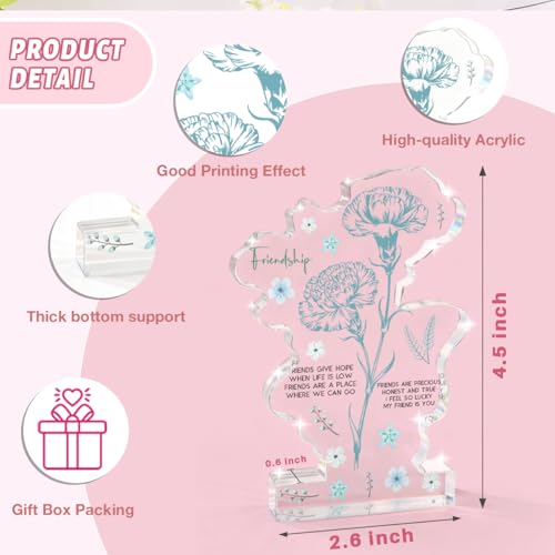 Best Friend Friendship Gifts For Women Friends Women Friend Gift Flower Acrylic Delicate Gift for Best Friend Bestie Thanksgiving Birthday Christmas Gifts - color: Firendship