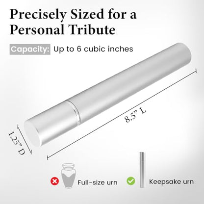 Silver Keepsake Cremation Scattering Tube for Ashes by Howard Miller, Metal, Silver Scattering Urn, Keepsake Sized Cremation Urn for Ashes
