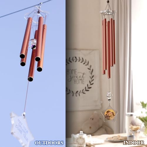 Personalized Memorial Wind Chime with Custom Photo, Name & Date - Thoughtful Sympathy Gift for Garden, Porch, Backyard & Patio Decor