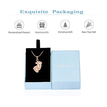 Imrsanl Footprint Cremation Urn Pendant Necklace for Ashes Stainless Steel Mini Urns Jewelry to Holder Ashes Baby Foot Memorial Keepsake - color: Rose Gold