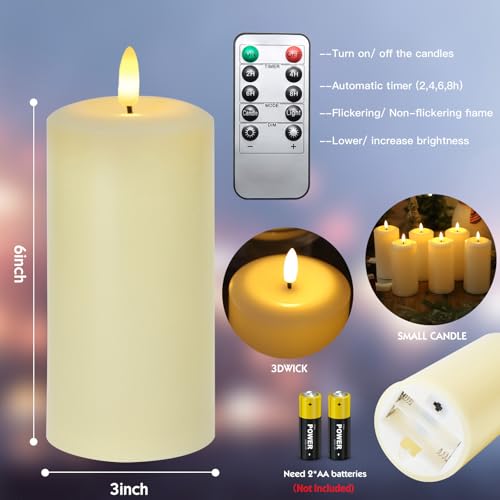 MUMCHASI 4 Packs Flameless Candles, Battery Operated Candles with Remote, Plastic LED Flickering Candles, Pillar Candles for Home Wedding Party Halloween Christmas D3 xH6 (Ivory) - color: ivory-plastic