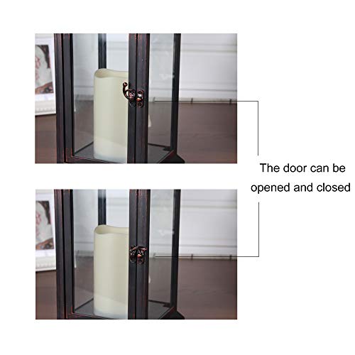 WRalwaysLX 15 inch H The Door-Open Decorative Lantern with flameless LED Candle Light, Outdoor/Indoor LED Lantern, wtith Timer Candle，Plastic with Bronze Undertones.USE 2C Battery(not Include) - size: 1pack 6x15"