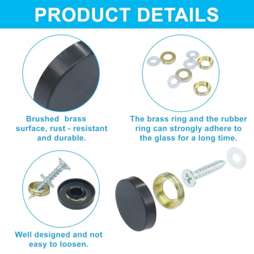 Decorative Mirror Screws, 12 Pack, 25mm Caps, Black - size: 25mm-12 Pack-Black
