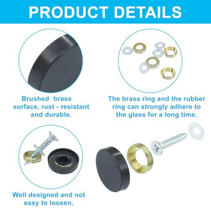 Decorative Mirror Screws, 12 Pack, 25mm Caps, Black - size: 25mm-12 Pack-Black