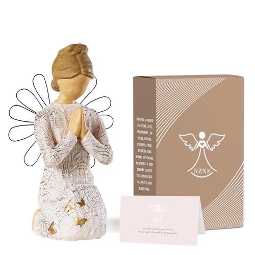 Sympathy Angel Figurines for Loss of Loved Ones Angel Statues | Home Decor Serenity Prayer Gifts for Women Resin Sculpted Hand-Painted Figure Bereavement Gift Praying Hands Statue - style: Sympathy Angle( Kneeling Style)