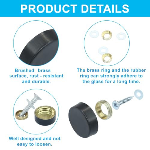 Decorative Mirror Screws, 16mm, Black, 12 Pack - size: 16mm-12 Pack-Black