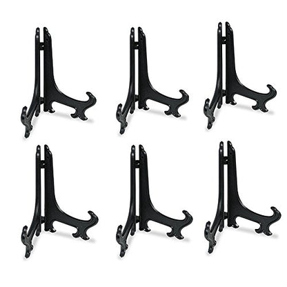 Artliving 10 Inch Black 6pcs/Set Plastic Easels Plate Display Stands Picture Frame Stand Holder - color: Black, size: 10 inch (6 pack)