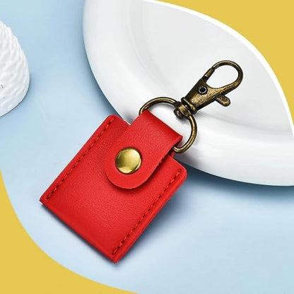 Leather Photo Frame Keychains for Women Men Birthday Anniversary Christmas Gifts - color: Red