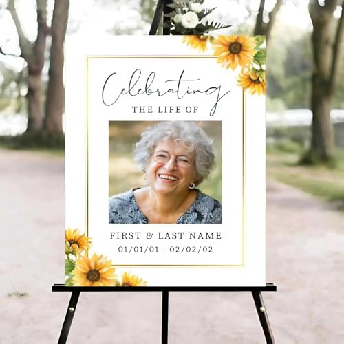 Sunflower Funeral Welcome Sign, Celebration of Life Welcome Sign, in Loving Memory Sign, Celebration of Life Funeral Sign, Celebration of Life Sign, Memorial Sign with Photo #uoq123 - color: Version #19