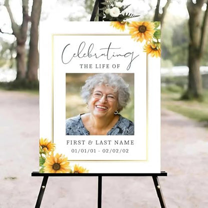 Sunflower Funeral Welcome Sign, Celebration of Life Welcome Sign, in Loving Memory Sign, Celebration of Life Funeral Sign, Celebration of Life Sign, Memorial Sign with Photo #uoq123 - color: Version #19
